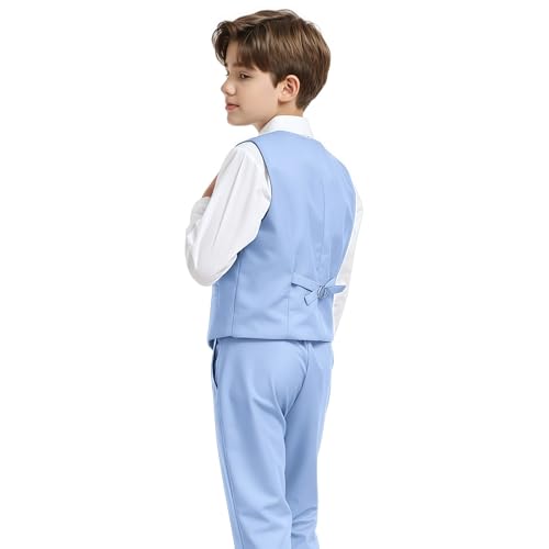 Image of Boys' Vest Slim Formal Suit Vest for Wedding Homecoming with Pockets Adjustable Back Strap, Size 2-20 Years