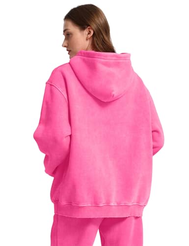 Image of FAIABLE Womens Oversized Acid Wash Hoodie Unisex Heavyweight Cotton Hoodies Fleece Vintage Washed Sweatshirt Women Men