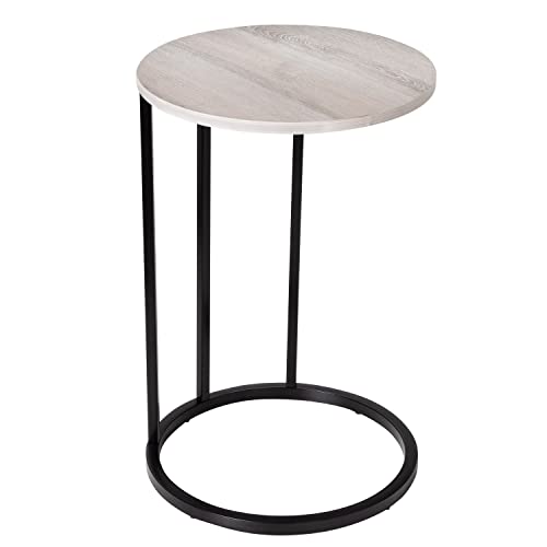 Honey-Can-Do Round C End Table, Natural Tbl-09246 Black #TOP1