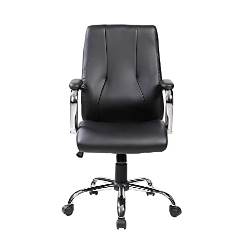 Rocada Ergonomischer Schreibtischstuhl | Bürostuhl | Stuhl mit Rollen und Armlehnen | Verstellbarer Stuhl | Schwarz