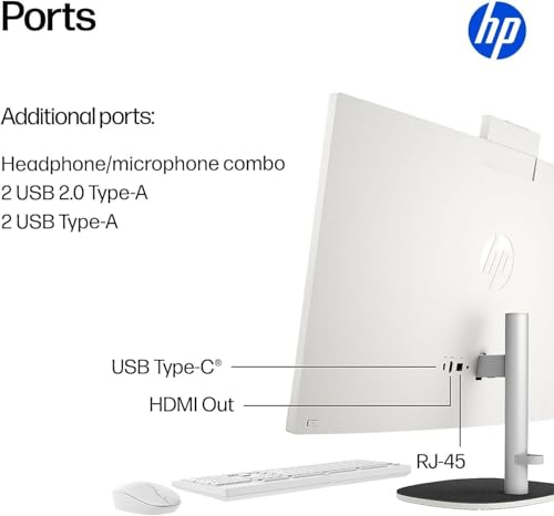 Image of HP 27 inch FHD All-in-One Touchscreen PC, AMD Ryzen AI 7 350, 16GB DDR5, 512GB PCIe SSD, Includes Wireless Keyboard & Mouse + External 9H 6-in-1 DVD Drive, Windows 11 Home, White