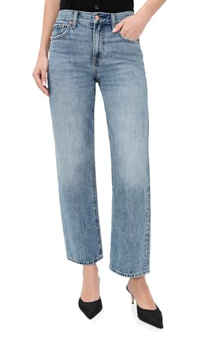 Image of PISTOLA - Lexi Mid Rise, Signature Bowed Straight Jeans - Light Denim Jeans