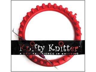 Provo Craft Knifty Knitter Medium Round Loom With Hook & Pick Tool-Red 6-3/4 Diameter Provo Craft Knifty Knitter Medium Round Loom With Hook & Pick Tool-Red 6-3/4" Diameter