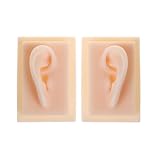 1 par de modelos de oreja humana de tamaño natural, de silicona suave, for práctica de acupuntura