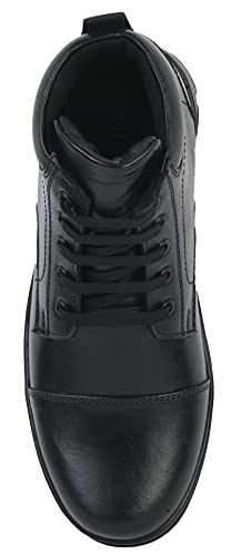 Image of XHUGOY MEDIUM RANGE LACE-UP COMBAT POLICE DMS WARDI BOOT IN BLACK|TAN COLOUR SIZE 3-12 FOR MEN