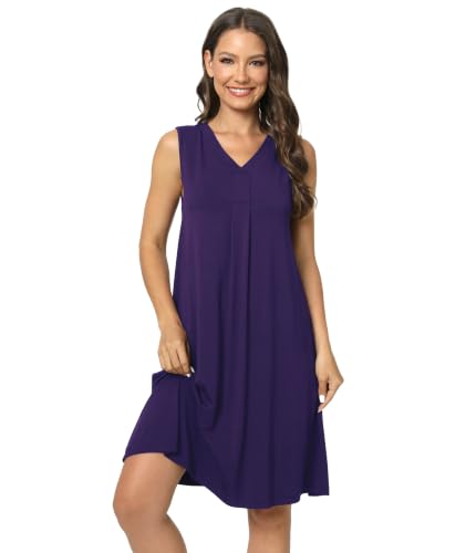 Image of GYS Cooling Bamboo Viscose Nightgowns for Women, Lightweight Sleeveless V Neck Sleep Shirt for Hot Sleepers, Soft Night dress