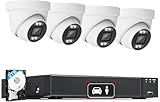 LongPlus Smart 4K 8CH Home Security Camera System, 4Pcs Wired PoE IP Cameras System Outdoor with Person/Vehicle Detection, 8MP 8CH NVR with 2TB HDD for 24-7 Recording, LP8ME84D2