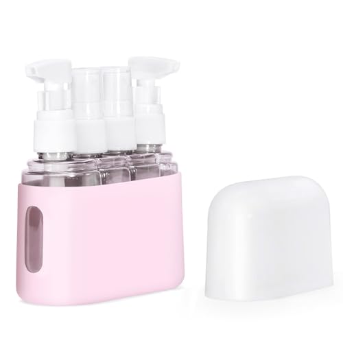 Uncle yang Reise Dispenser Set – Nachfüllbare Silikon Flaschen für Shampoo, Lotion, Gel – 2/3/4 Stück Reisebehälter Kosmetik auslaufsicher & BPA-frei – Rosa (4)