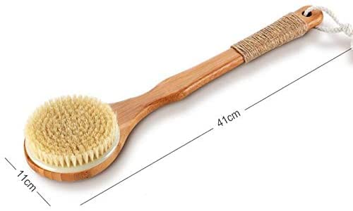Spazzola da bagno Trattamento naturale della criniera di suino Massaggio del corpo in legno Spazzola da bagno per la salute Scrub per il lavaggio del corpo Spazzola per il corpo esfoliante pulita