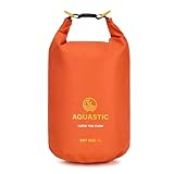 AQUASTIC Dry Bag 8 l Wasserdichtes PVC 500D | Rolltop-Verschluss mit Schnalle | Verstellbarer Schultergurt | Schutz vor Abrieb und UV-Strahlung | Kompakt 20×48 cm | Orange