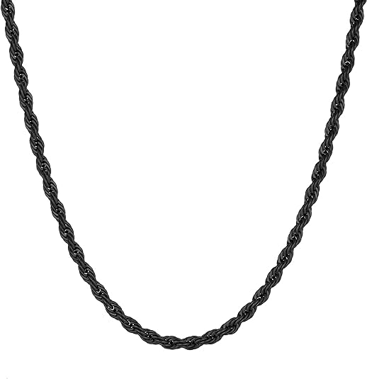 Men's Rope Link Chain for Man Stylish Black Necklace for men Waterproof Hypoallergenic Stainless Steel Anti Tarnish Waterproof Rust Resistant, Jewellery for mens Gifts for Boys -51-image-31