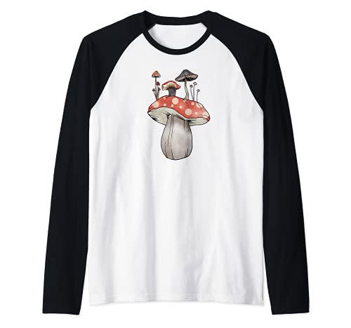 Fungiphile | Patrón de hongos vintage Cottagecore Mushroom Camiseta Manga Raglan