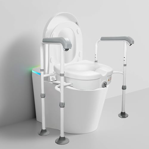 WC per Anziani con Braccioli,Rialzo Water per Anziani Regolabile in Altezza,Comoda alzawater Sedia Disabili Alza Bidet per Universale Sollevatore Disabili Water Protesi Anca