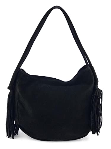 Sac à bandoulière femme en cuir noir souple fait main Italie