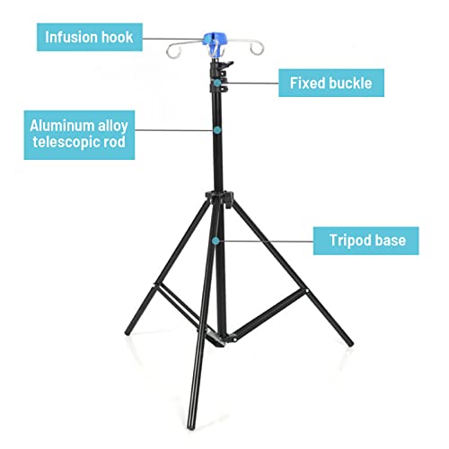 GSCDJCM Portable Collapsible IV Pole Stand, Aluminum Alloy 4 Hook 3 Leg, Adjustable Height for Hospitals Clinics Wheelchairs Beds - U.S. Design Patent No. US D1,118,227 S