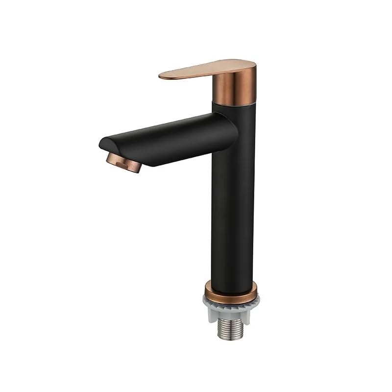 Robinet de lavabo noir et or rose en acier inoxydable 304 pour salle de bain chic