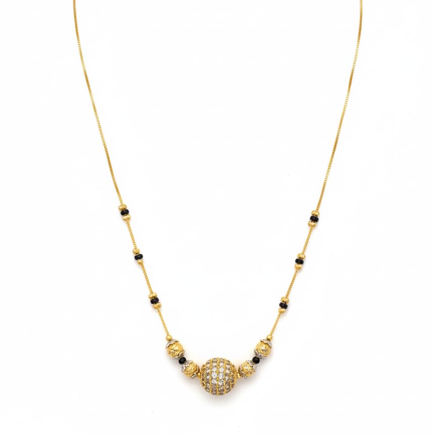 EiVAA Golden Color Short Mangalsutra for Women | Elegant Jewelry | Traditional Gold-Tone Short Chain/Mangalsutra for Birthday, Anniversary, Wedding & Gift - Length 45.7 cm-image-23