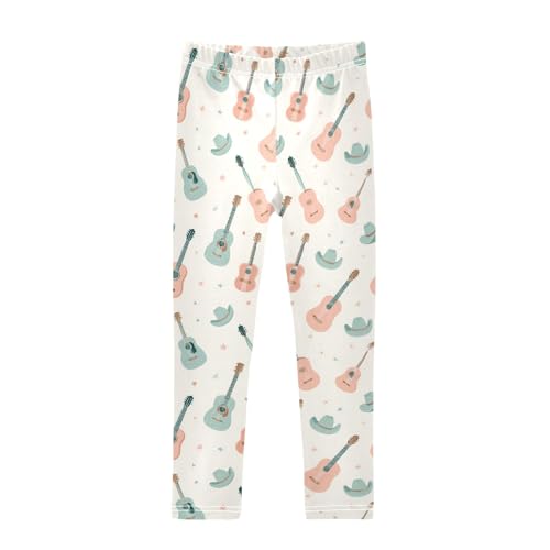 Girls' Athletic Leggings Ankle Length Yoga Dance Pants Kids Teen 4T Guitar with Cowboy Hat