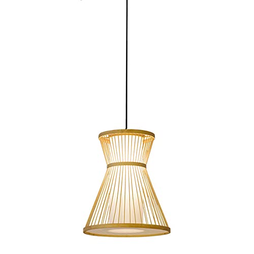 Lámpara Techo bambú Retro Cocina con Pantalla acrílica, lámpara Colgante Mimbre Hecha a Mano, lámpara Colgante ratán decoración Comedor.
