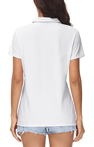 Magcomsen MCS-A23W3010-530-WHITE-S White Collared Shirt Women Golf Polo Short Sleeve Shirt Quick Dry Fit Athletic Summer Tennis Tops thumb #2