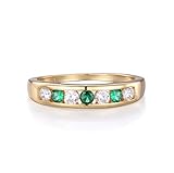Ladies 9 Carat Gold and Sterling 925 Silver Emerald and White Sapphire Eternity Ring (M)