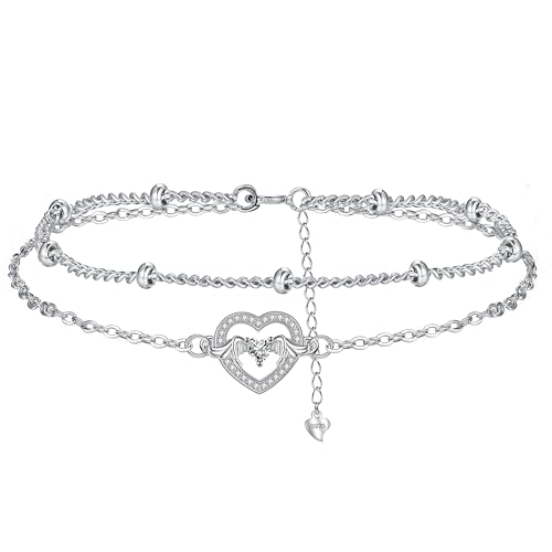 Arrebol Ángel Tobillera Pulsera Plata de Ley 925 para Mujer...