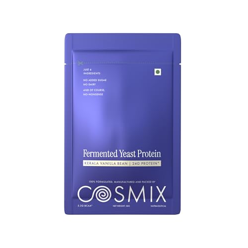 Image of Cosmix Fermented Yeast Protein Powder | 24g Protein | Pure Single-Source Protein | Made In-House | Smooth, Crazy tasty & Gut-Friendly | Kerala Vanilla Bean, 38g Sachet