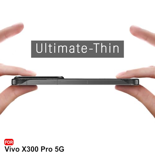 Image of TheGiftKart Hybrid Ultimate Slim Back Case Cover for Vivo X300 Pro 5G | Lightweight Profile | Hard Back Case Cover for Vivo X300 Pro 5G (PC & TPU, Metal Camera Ring, Leather Texture Finish, Black)