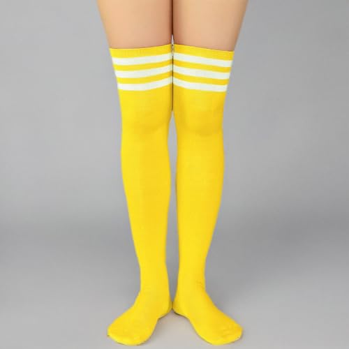Image of Century Star Thigh High Socks Striped Extra Long Tube for Women Over the Knee Athletic Sports Socks Plus Size Stockings