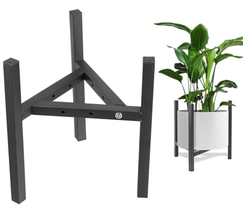 sengcengs Support de plantes réglable pour l'intérieur et l'extérieur, support de fleurs réglable en métal, noir, pour pots de plantes de 23 à 32 cm, support de pot de fleurs pour l'intérieur et