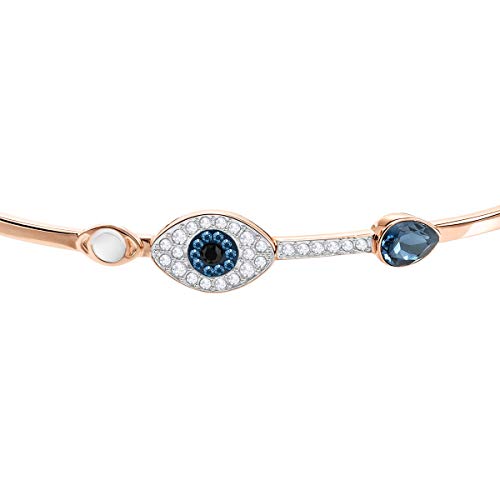 Swarovski Crystal Evil Eye Rose Gold-Plated Bangle Bracelet #TOP1