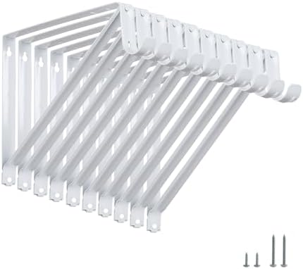 HOME MASTER HARDWARE Heavy Duty Shelf Rod Support Bracket Wall Mounted Shelf Supports Closet Brackets White with Screws 10-Pack