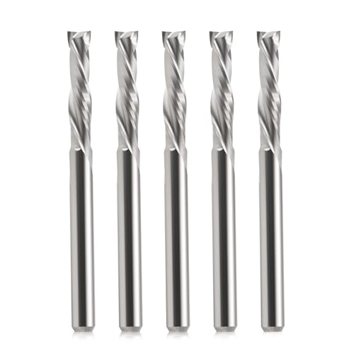EU_HOZLY 3.175x15mm UP & DOWN Schneiden Sie zwei Flöten Spiral Hartmetallwerk Werkzeugschneider für CNC Router Kompression Holz Bits Packung mit 5