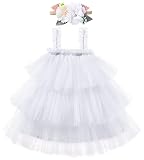 Baby Girl Tulle White Tutu Dress,Toddler Girls First Birthday Party Sleeveless Tutus Dresses Princes