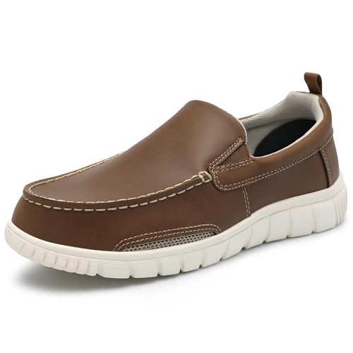 festooning Men's Loafers Arch Support Moccasin Faux Leather Slip On Loafer Comfy Lightweight Casual Vintage Flat Walking Shoes