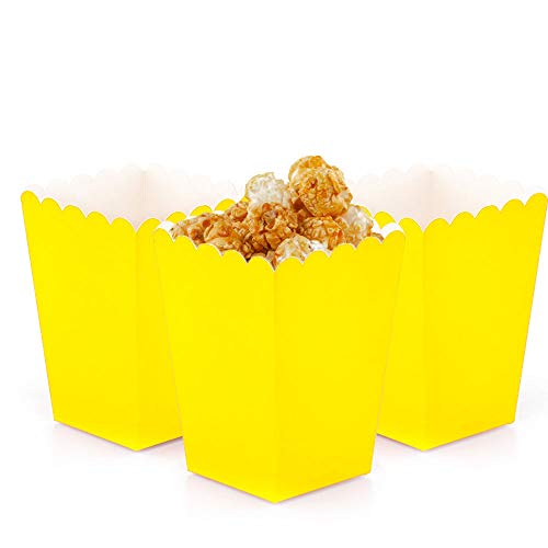We Moment Zone 12 cajas de palomitas amarillas para palomitas, de papel de estraza, cajas para palomitas, recipientes para bolsas de fiesta, fiestas familiares, cine, fiesta de cumpleaños Cover