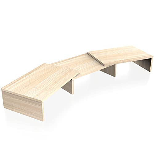 FITUEYES Soporte Monitor Elevador Monitor de Madera con Longitud y Ángulos Ajustables para 2 Monitores 92.5-108 x 23,5 x 10,2cm (Amarillo) DT108006WO