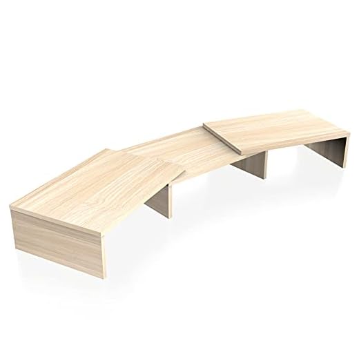 FITUEYES Soporte Monitor Elevador Monitor de Madera con Longitud y Ángulos Ajustables para 2 Monitores 92.5-108 x 23,5 x 10,2cm (Amarillo) DT108006WO