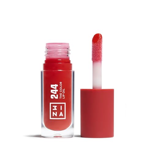 3Ina Makeup - The Color Lip Oil 244 - Rich Red Lip Gloss With 24H Hydration & Hyaluronic Acid - Lipstick & Lip Balm