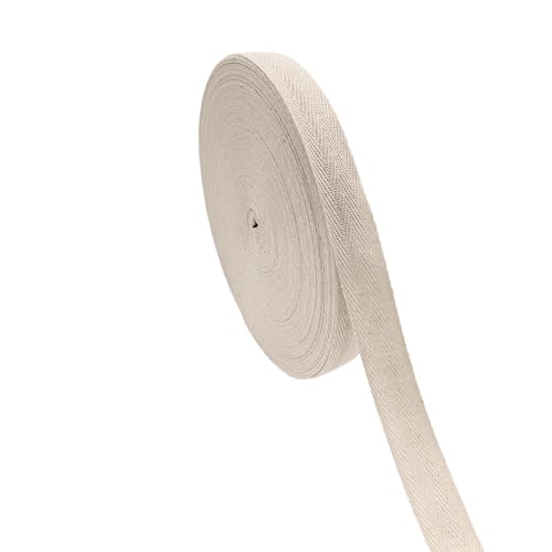3/4 inch Natural White Herringbone Twill Tape for Sewing Tags Ties Gift Wrapping Home Deco -40 YardsCotton Webbing Straps-Bias Binding Tape for Handles Hoodie DIY Crafts&Projects