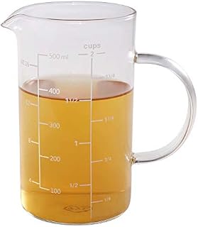 Glass Measuring Cup, [Insulated handle, V-Shaped Spout], 77L High Borosilicate Glass Measuring Cup