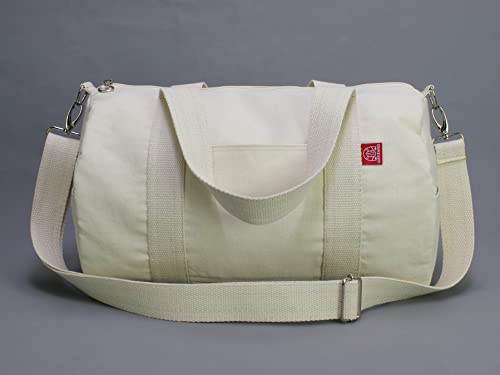 Organic Raw Cotton Canvas Duffel Bag for Women and Men Natural Canvas Duffel Gym Travel Weekender Beach College Bag Washable Anniversary Gifts4