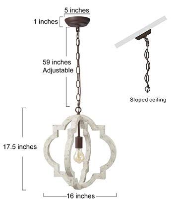 KSANA Farmhouse Chandeliers for Dining Rooms, Wood Orb Chandelier for Kitchen Island, Living Room, Bedroom, Foyer, D 16" x H 17.5" - Thumbnail 7
