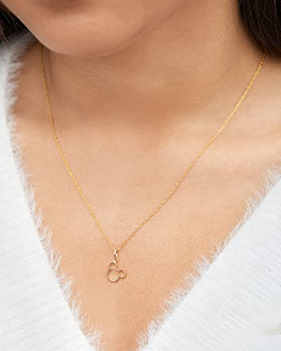 Disney Women's Jewelry Mickey Mouse 14K Yellow Gold Pendant Necklace,18" #TOP1