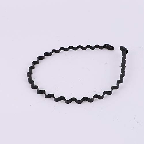 Lurrose Bandanas de metal, 2 peças, de metal, onduladas, com mola, unissex, pretas, aros de cabelo,