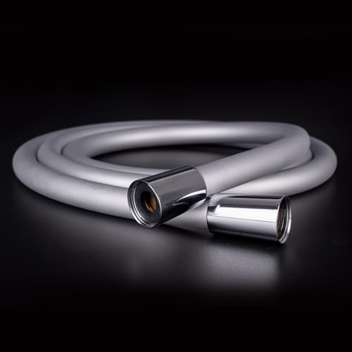 Duschschlauch 2m mit Verdrehschutz, Ultra Soft Silikon Brauseschlauch Verlängerung, Anti-Kink Designed Long Handheld Duschkopf Schlauch Ersatz mit Messingeinsatz und Mutter, 79 Zoll, Silber