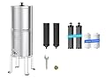 Waterdrop Gravity-fed Water Filtration System, NSF/ANSI 42&372 Certified Black Carbon Filters, Reduce Lead and Up to 99% Chlorine, with Stainless Steel Stand, 1.5 Gallons, with 6 Filters