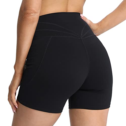 Aoxjox Trinity Workout Biker Shorts for Women Tummy Control High Waisted Exercise Athletic Gym Running Yoga Shorts 6"