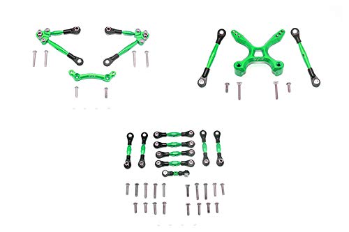 Aluminum Front & Rear Tie Rods With Stabilizer For C Hub + Whole Car Tie Rods For 1/10 Traxxas Ford GT 4-Tec 2.0 83056-4/4-Tec 3.0 93054-4 - 51Pc Set Green