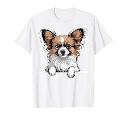Papillon Funny Peeking Pocket Puppy Dog Lover T-Shirt